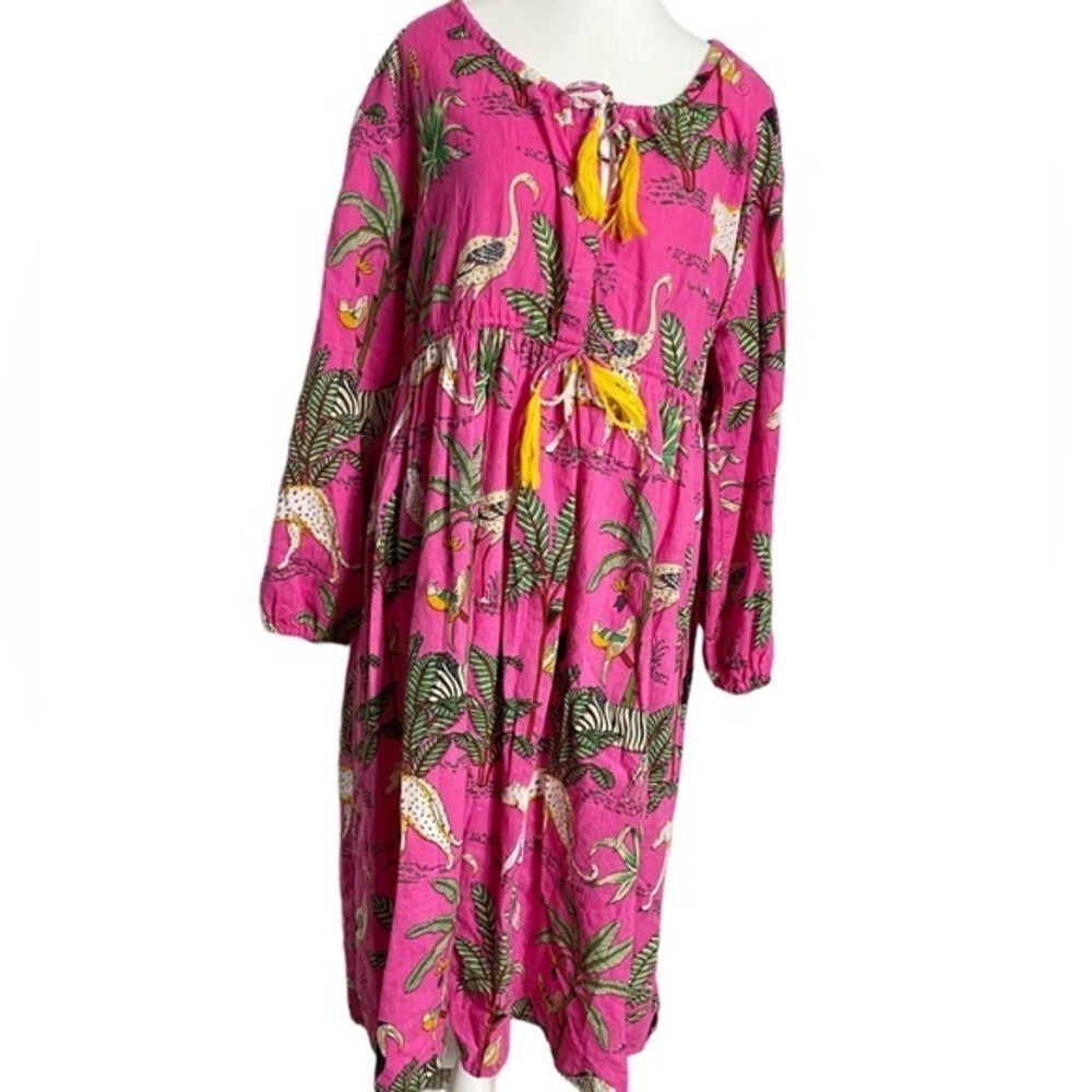 Pink Tropical Midi Dress